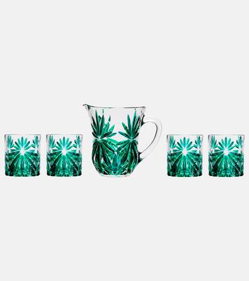 Set of 4 floral crystal tumblers and jug | Les-Ottomans