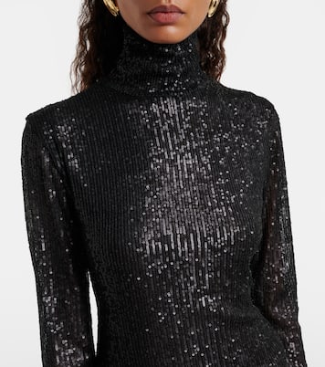 Sequined mesh turtleneck gown | Norma Kamali