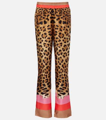 Leopard-print silk straight pants | Roberto Cavalli