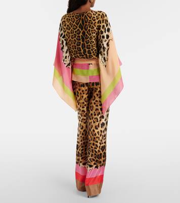 Leopard-print silk straight pants | Roberto Cavalli