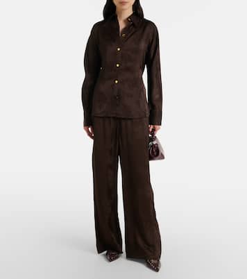 새틴 자카드 와이드 팬츠 | Ganni