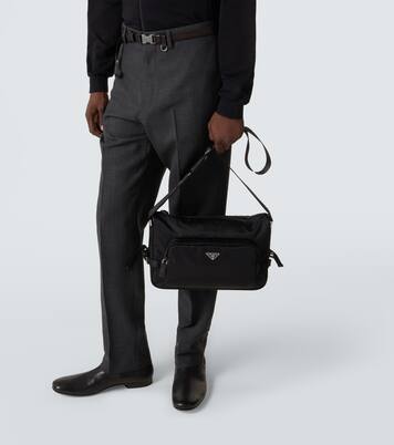 Large leather-trimmed shoulder bag | Prada