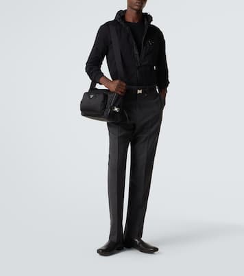 Large leather-trimmed shoulder bag | Prada
