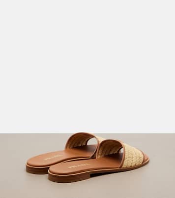 Mules en raphia à finitions en cuir | Prada