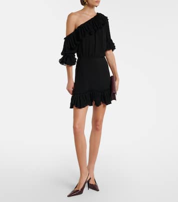 Ruffled silk crepon minidress | Saint Laurent