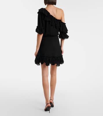 Ruffled silk crepon minidress | Saint Laurent