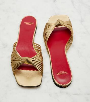 Annet metallic leather slides | Valentino Garavani