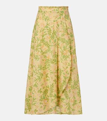 Eva floral cotton midi skirt | Poupette St Barth