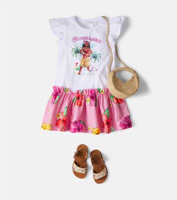 x Disney® printed cotton-blend jersey dress | Monnalisa