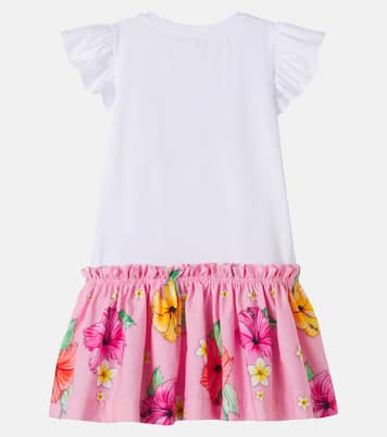 x Disney® printed cotton-blend jersey dress | Monnalisa