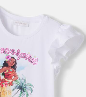 x Disney® printed cotton-blend jersey dress | Monnalisa