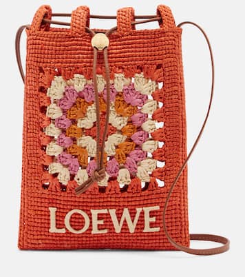 Paula's Ibiza crochet raffia pouch with strap | Loewe
