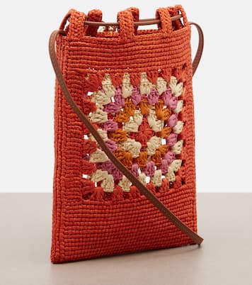 Paula's Ibiza crochet raffia pouch with strap | Loewe