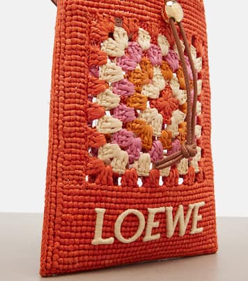 Paula's Ibiza crochet raffia pouch with strap | Loewe