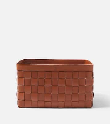 Mondina Large woven leather basket | Giobagnara