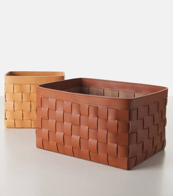 Mondina Large woven leather basket | Giobagnara