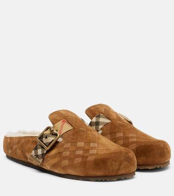 قبقاب من الجلد السويدي مبطن بالشيرلينغ Urchin | Burberry