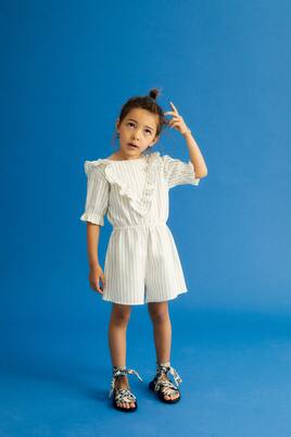 Classic cotton and linen striped playsuit | The New Society