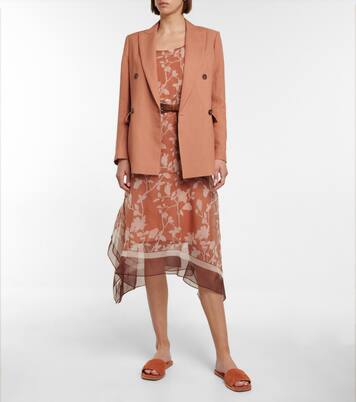 Robe midi en soie à fleurs | Brunello Cucinelli