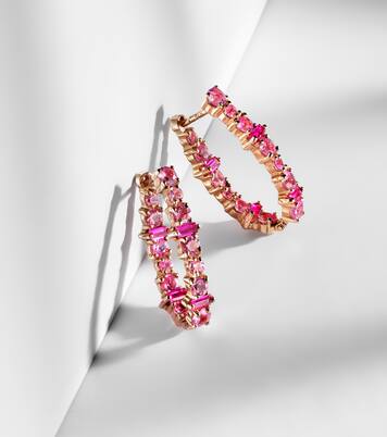 Orecchini a cerchio Rivulet in oro rosa 18kt con zaffiri e rubini | Ileana Makri