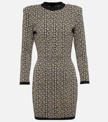Monogram wool-blend knit minidress | Balmain