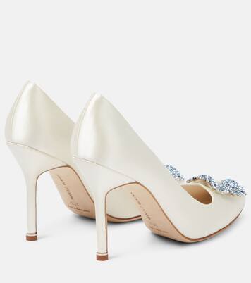 Bridal Hangisi 105 embellished satin pumps | Manolo Blahnik