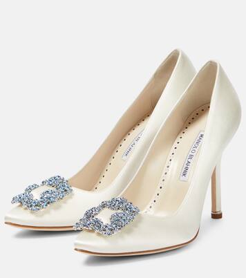 Bridal Hangisi 105 embellished satin pumps | Manolo Blahnik