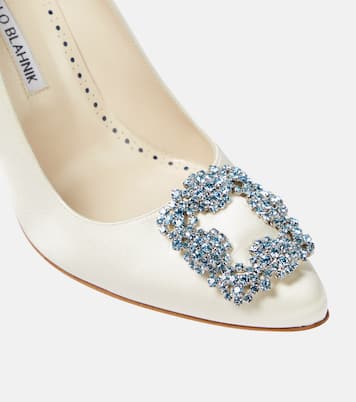 Bridal Hangisi 105 embellished satin pumps | Manolo Blahnik