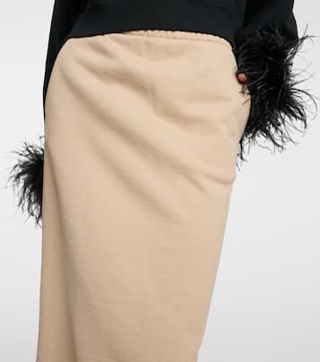 Feather-trimmed cotton midi skirt | Prada