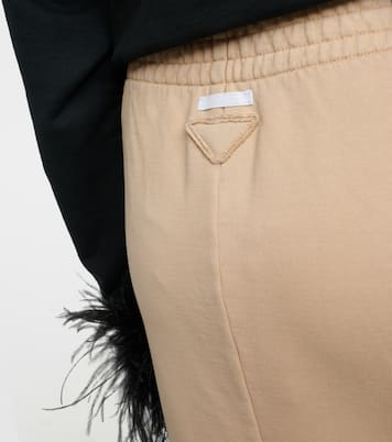 Feather-trimmed cotton midi skirt | Prada