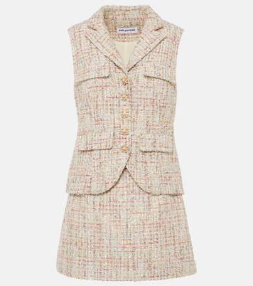 Vestido corto de bouclé adornado | Self-Portrait