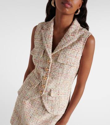 Vestido corto de bouclé adornado | Self-Portrait