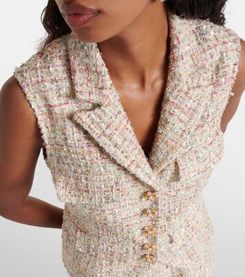 Vestido corto de bouclé adornado | Self-Portrait