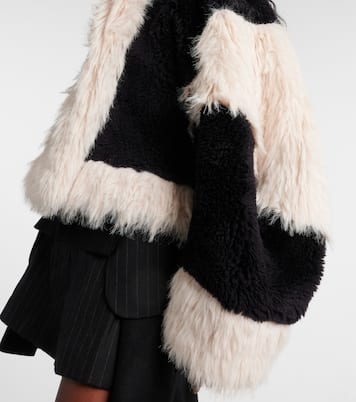 Oversize-Jacke aus Wolle mit Faux Fur | Sacai