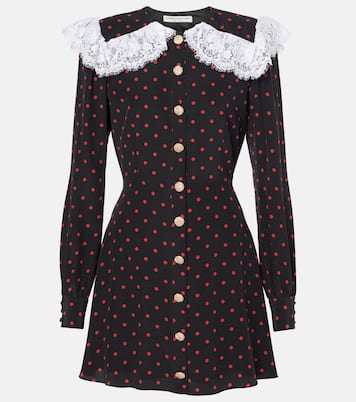 Abito corto in seta e pizzo a pois | Alessandra Rich