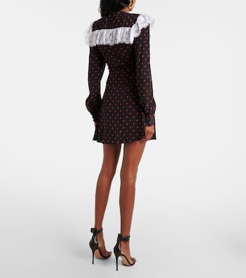 Abito corto in seta e pizzo a pois | Alessandra Rich