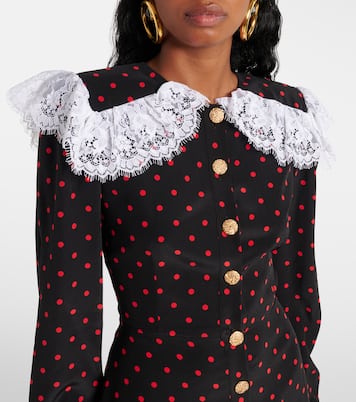 Abito corto in seta e pizzo a pois | Alessandra Rich