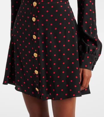 Abito corto in seta e pizzo a pois | Alessandra Rich