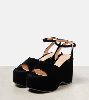 Velvet wedge sandals | Gianvito Rossi