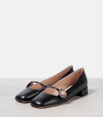 Verzierte Mary-Jane-Ballerinas Preshoes aus Leder  | Valentino Garavani