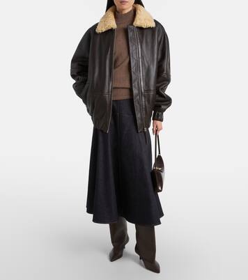 Bombardier shearling-trimmed leather bomber jacket | Jacquemus