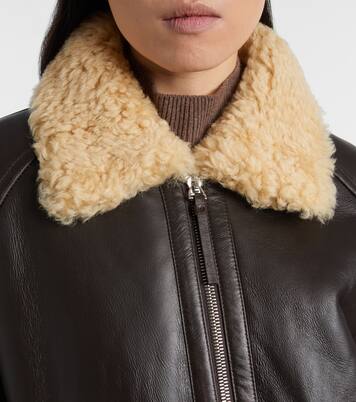 Bombardier shearling-trimmed leather bomber jacket | Jacquemus