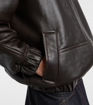 Bombardier shearling-trimmed leather bomber jacket | Jacquemus