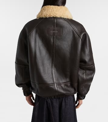 Bombardier shearling-trimmed leather bomber jacket | Jacquemus