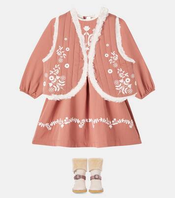 Noemie embroidered quilted cotton vest | C'era Una Volta