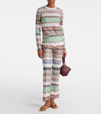 Zigzag lamé cropped straight pants | Missoni