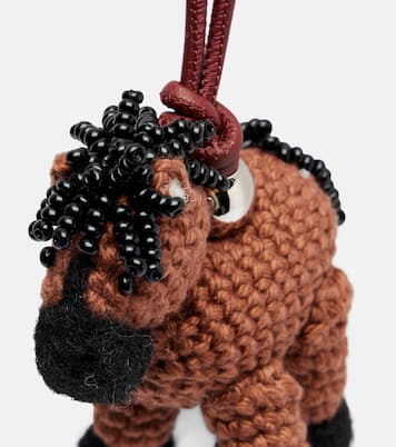 Horse beaded leather-trimmed wool bag charm | Loewe