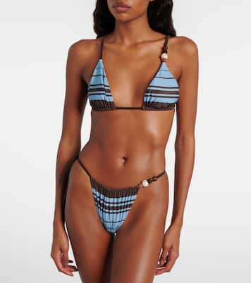 Rioja beaded striped bikini top | SIR