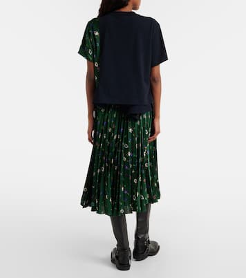 Floral plissé satin midi skirt | Sacai
