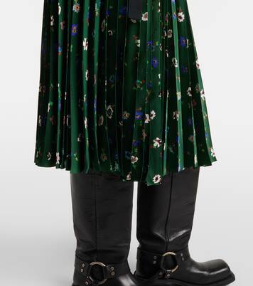 Floral plissé satin midi skirt | Sacai